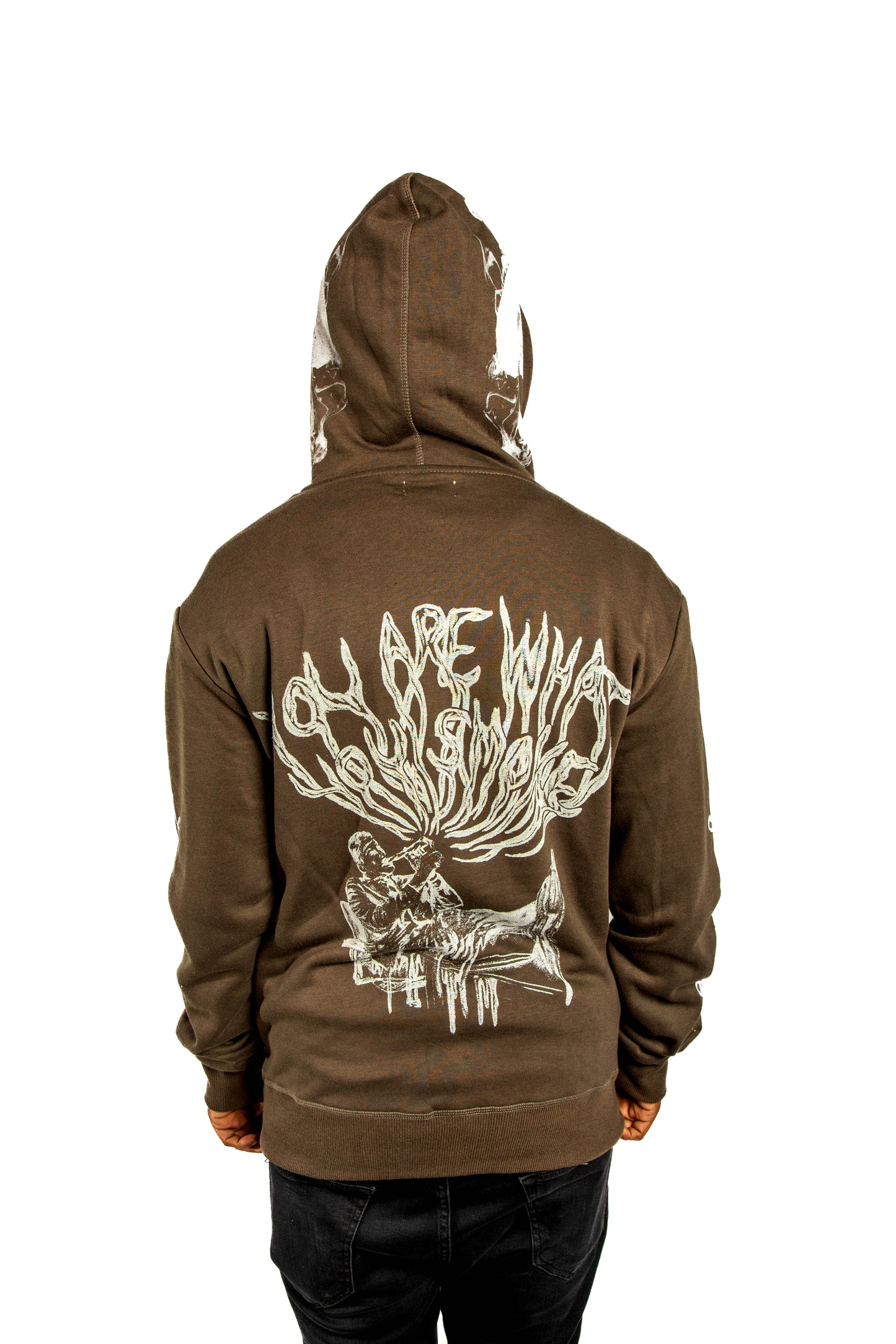 YOU ARE WHAT YOU SMOKE ZIP-UP HOODIE/ GREEN